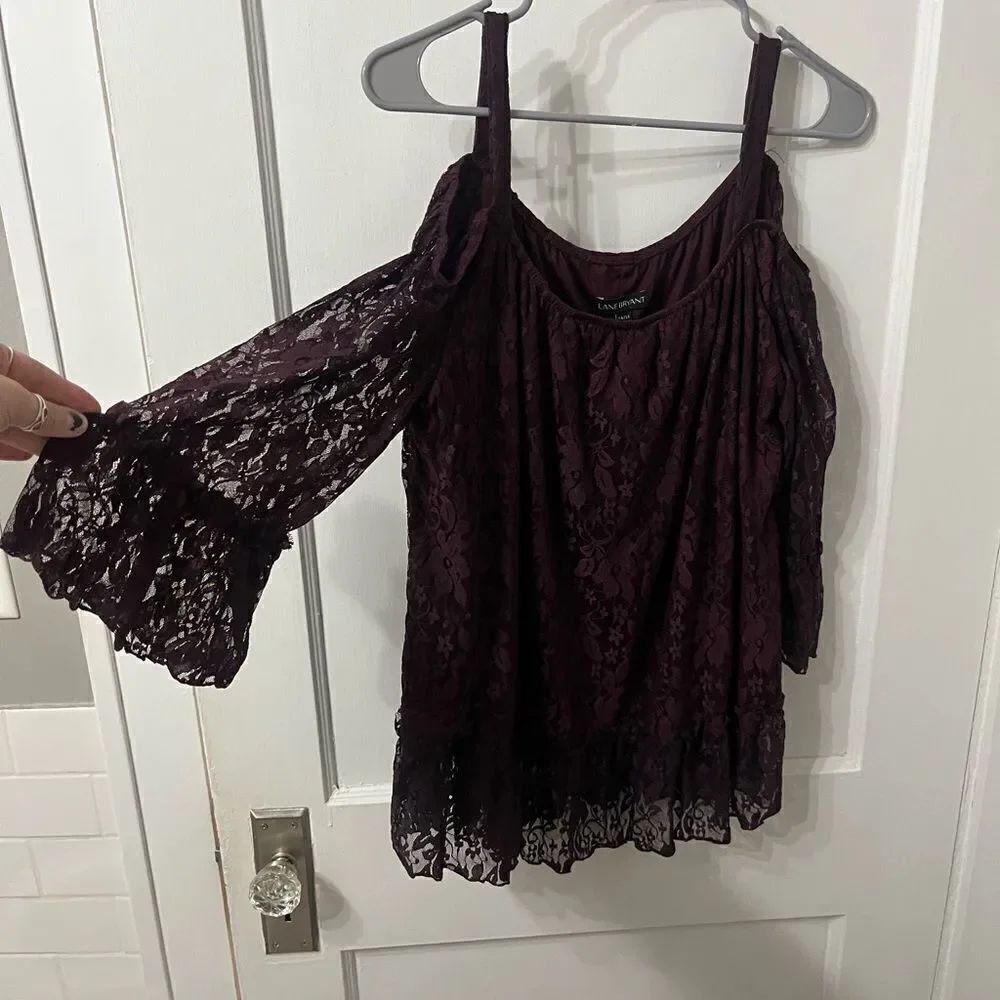 Lane Bryant Black Off the Shoulder Bell Sleeve Blouse